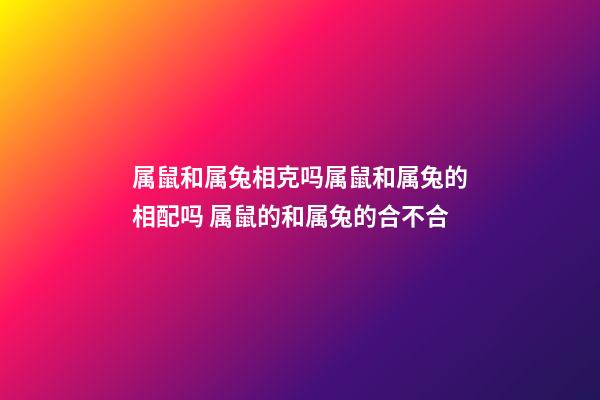 属鼠和属兔相克吗属鼠和属兔的相配吗 属鼠的和属兔的合不合-第1张-观点-玄机派